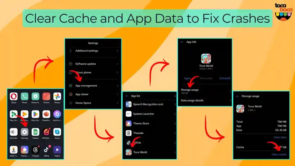 Solutions for Toca Boca Keeps Crashing on iOS and Android 2025 3 Clear Cache and App Data to Fix Crashes